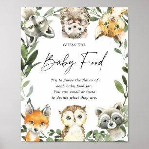 Póster Woodland Baby Shower Adivina El Rótulo De Comida I
