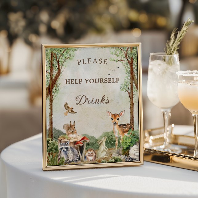 Póster Woodland Baby Shower Drinks Station Poster (Subido por el creador)