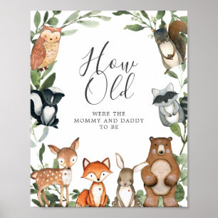 Póster Woodland Baby Shower Qué Edad Tenían Cuando Jugaba