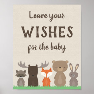 Póster Woodland Baby Shower quiere Rótulo para bebés