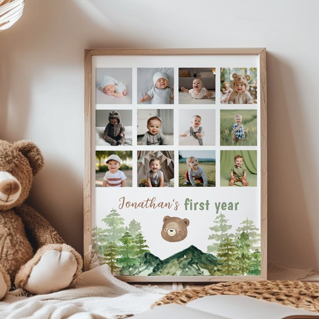 Póster Woodland Bear First Year Photo Milestone Poster (Subido por el creador)