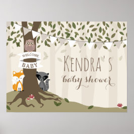 Póster Woodland Creations Neutral Baby Shower Poster