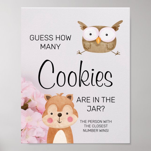Póster Woodland Cuántos Cookies Rótulo de juegos de Baby  (Frente)