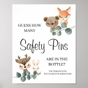 Póster Woodland Cuántos Pins de seguridad señalización de