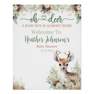 Póster Woodland Deer Baby Shower Boy