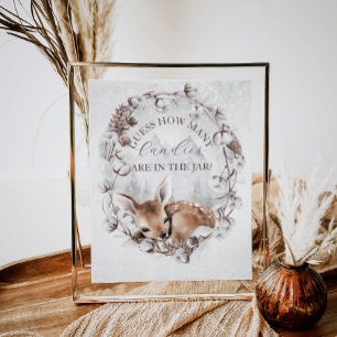 Póster Woodland Deer Winter Juego de Adivinación Baby Sho