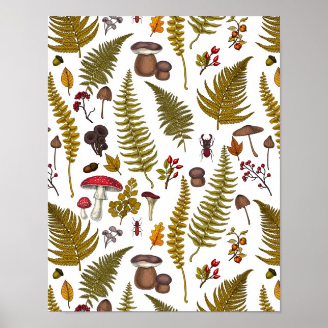Póster Woodland flora and fauna 2 (Frente)