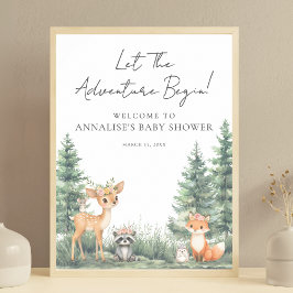 Póster Woodland Forest Animals Adventure Baby Shower