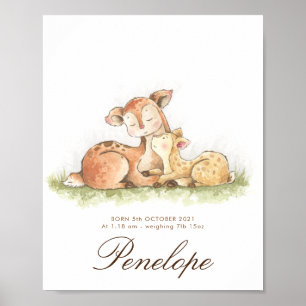 Póster Woodland Forest baby name sign nursery art