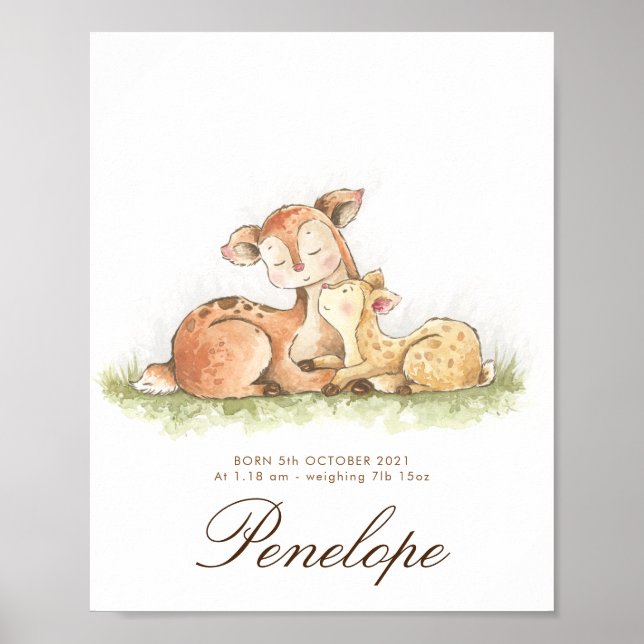 Póster Woodland Forest baby name sign nursery art (Frente)