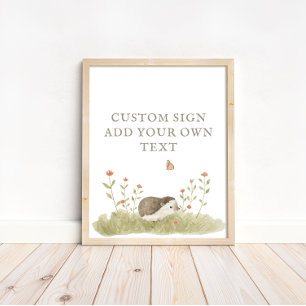 Póster Woodland Forest Baby Shower Personalizado Textos