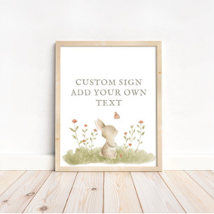 Póster Woodland Forest Bunny Baby Shower Personalizado Te