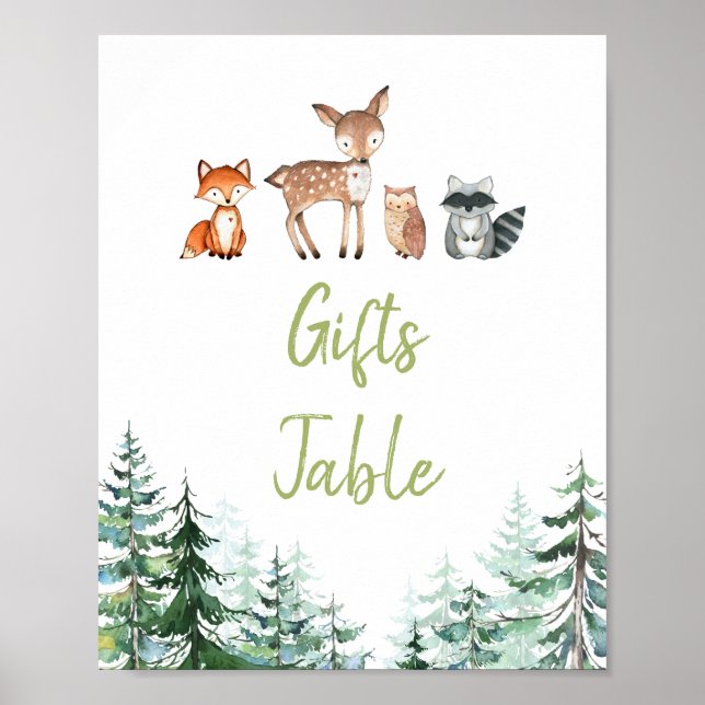 Póster Woodland Forest Oh Boy Baby Shower Gifts Table (Frente)