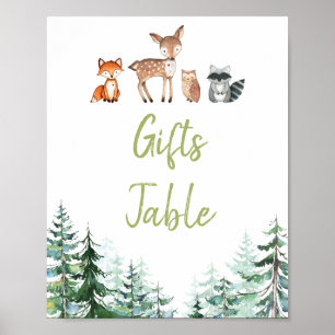 Póster Woodland Forest Oh Boy Baby Shower Gifts Table