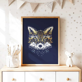 Póster Woodland Fox Nursery Wall Art Poster Print
