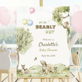 Póster Woodland Friends Bearly Wait Welcome Baby Shower