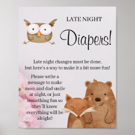 Póster Woodland Late Night Diaper - Bebé - Juego de ducha