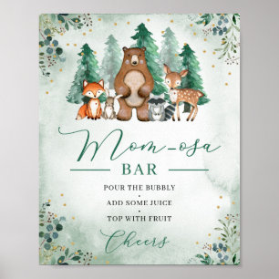 Póster Woodland momosa bar sign Animales Baby Shower