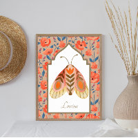 Woodland Moth Earthy Floral Personalizado Wall Art