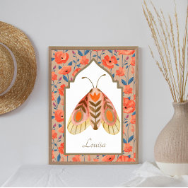 Póster Woodland Moth Earthy Floral Personalizado Wall Art