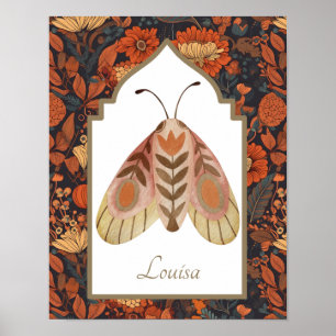Póster Woodland Moth Earthy Floral Wall Art