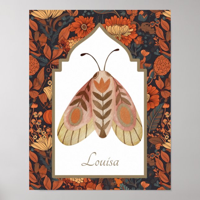Póster Woodland Moth Earthy Floral Wall Art (Frente)