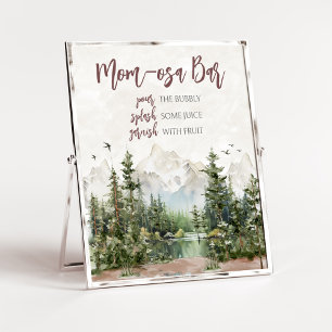 Póster Woodland Mountain Baby Shower Mom Osa Bar