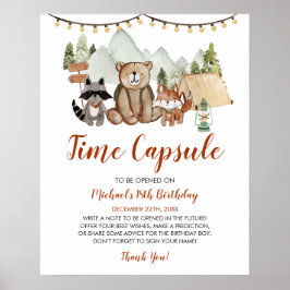 Póster Woodland One Happy Camper Birday Time Capsule
