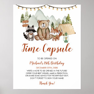 Póster Woodland One Happy Camper Birday Time Capsule