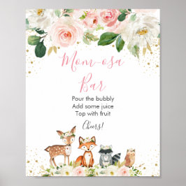 Póster Woodland Rubor Floral Baby Shower Mimosa Bar