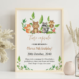 Póster Woodland Wild One Birday Time Capsule Rótulo