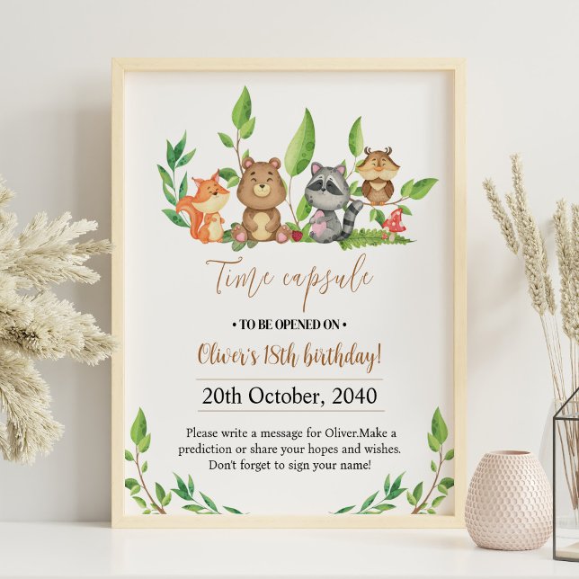 Póster Woodland Wild One Birday Time Capsule Rótulo (Subido por el creador)