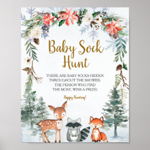 Póster Woodland Winter Animals Forest Baby Hunt