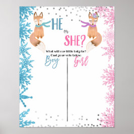 Póster Woodland Winter Fox Animal Voting Board Poster