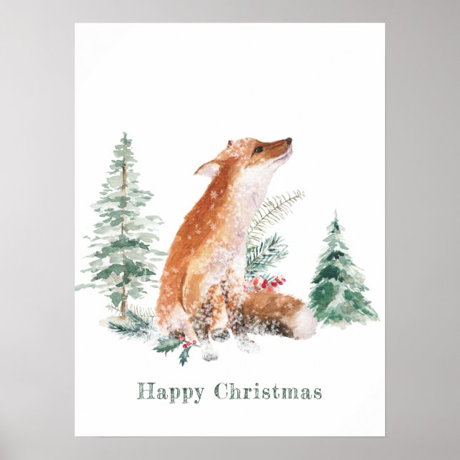 Póster Woodland Winter Fox Pine (Frente)
