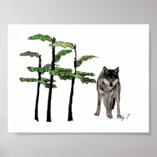 Póster woodland wolf