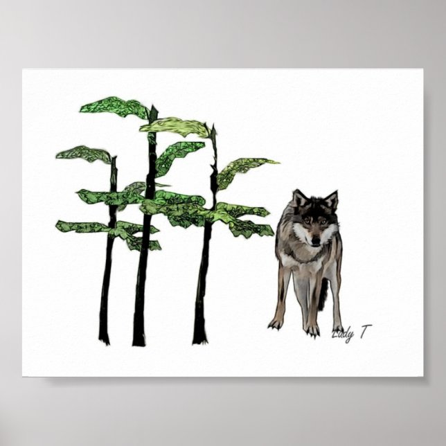 Póster woodland wolf (Frente)