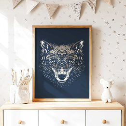 Póster Woodland Wolf Nursery Wall Art Print Nursery Decor