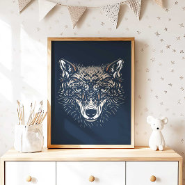 Póster Woodland Wolf Nursery Wall Art Print Nursery Decor