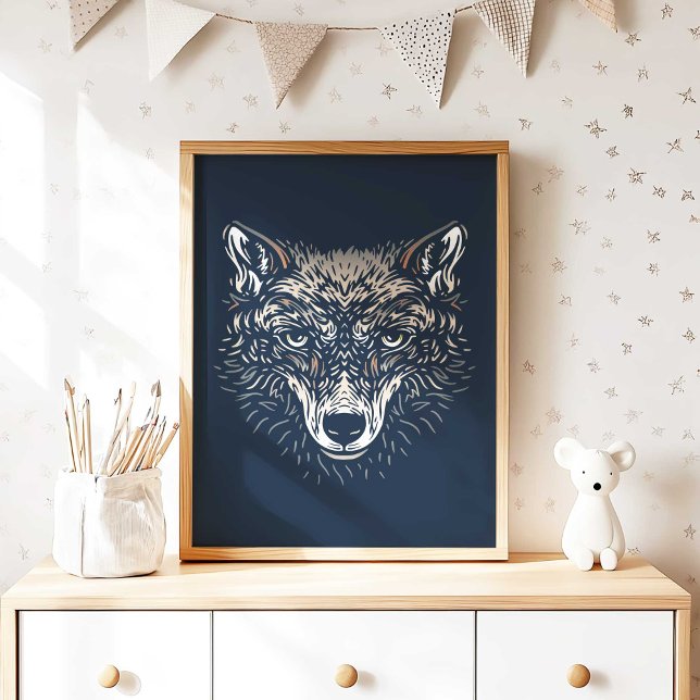 Póster Woodland Wolf Nursery Wall Art Print Nursery Decor (Woodland Wolf Nursery Wall Art Print Nursery Decor by TinkPrints.)