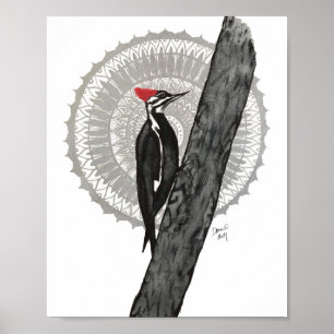 Póster Woodpecker Mandala 8x10 Print