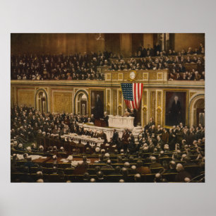 Póster Woodrow Wilson que pide que el congreso declare