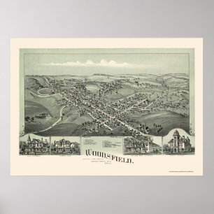 Póster Woodsfield, OH Panoramic Map - 1899