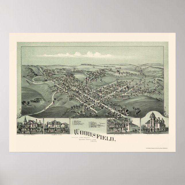 Póster Woodsfield, OH Panoramic Map - 1899 (Frente)
