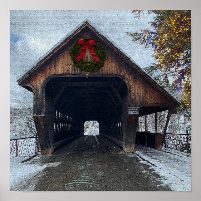 Póster Woodstock Vermont Snowy Holiday (Frente)