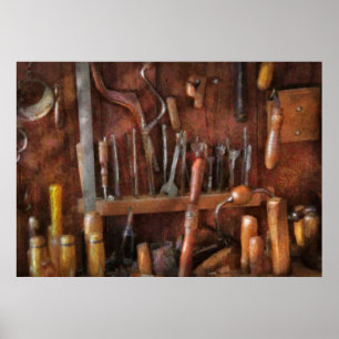 Póster Woodworker - Herramientas antiguas