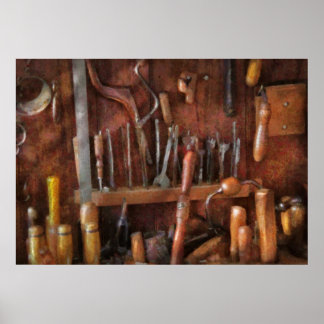 Póster Woodworker - Herramientas antiguas