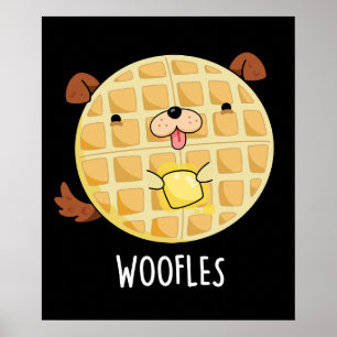 Póster Woofles Divertido Doggy Waffle Pun Dark BG