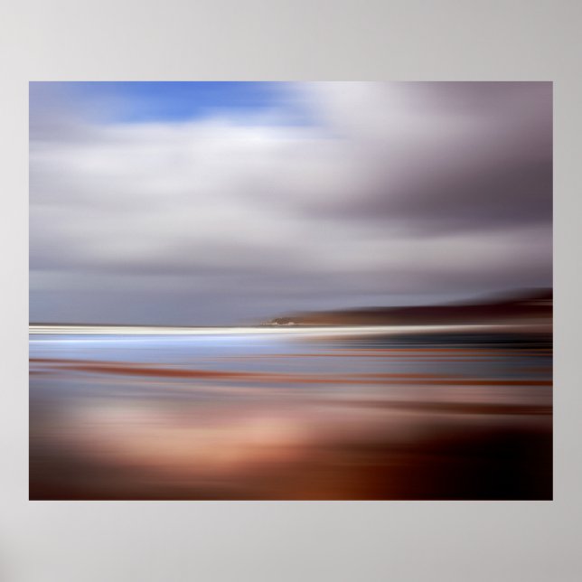 Póster Woolacombe Devon, Sunset Ocean Beachscape England. (Frente)
