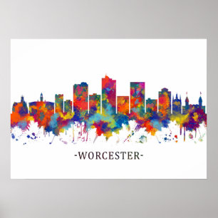 Póster Worcester Massachusetts Skyline